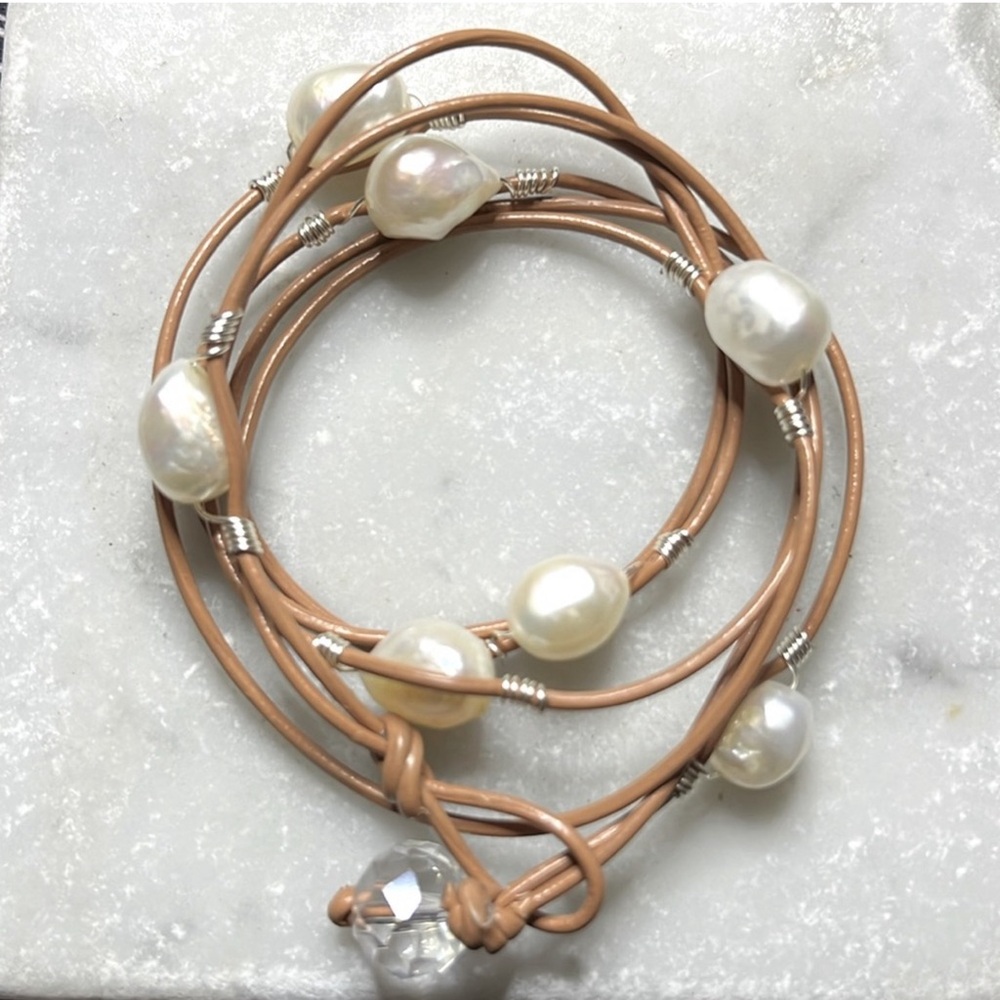 Freshwater Pearls Wire Wrapped Necklace or Triple Wrap Bracelet